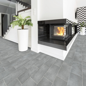 Sol Vinyle Style - Imitation Carrelage gris - Espace détente