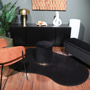 Tapis contemporain de forme organique Hypnose noir velours