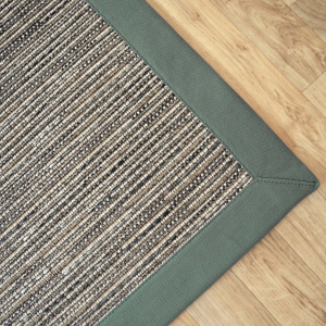 Tapis tissé plat Bornéo silver ganse coton vert de gris - coin