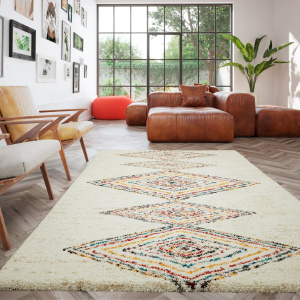 Tapis motif Berbère - Himalaya beige - Ambiance salon