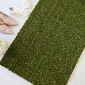 Tapis d’entrée vert pomme en fibre de coco naturelle, ambiance déco