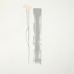 Papier peint expansé sur intissé - Basique - Motif floral rose tendre et gris - gros plan
