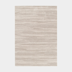 Tapis de salon doux à motif organique Nube beige et crème