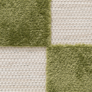 Tapis intérieur et extérieur motif damier - Marius - Vert pistache - gros plan