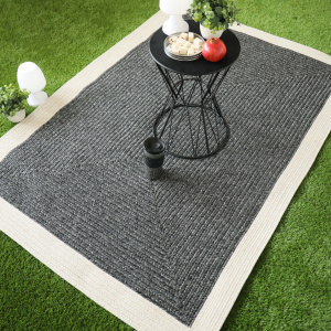 Tapis imitation fibres naturelles extérieur Provence gris et beige