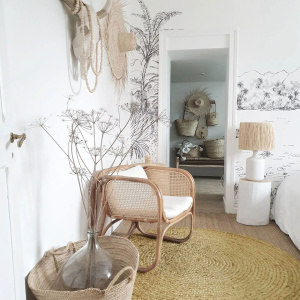 Tapis naturel rond Boho en Jute - Chambre