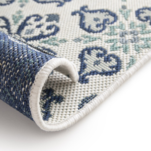 Tapis d'extérieur et intérieur - Louisette - Bleu et vert - envers