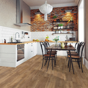 Lame vinyle Gerflor - Creation 40 rigid acoustic à clipser - Rustic Oak - salle à manger cuisine
