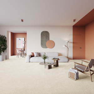 Moquette épaisse en polyester recyclé Re-life vanille - salon