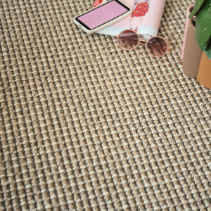 Tapis sur mesure Laine et sisal Caloundra grosses boucles beige