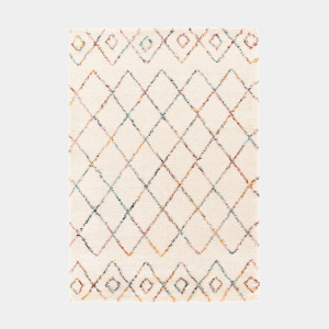 Tapis motif berbère - Ouna - Écru et losanges multicolore