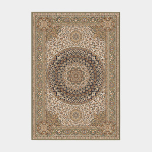 Tapis style persan en velours ras - Cyra - Camel et kaki
