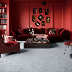 Moquette Pulse Couleur choisie pour une pièce au style feutré et élégant, apportant douceur extrême et confort enveloppant