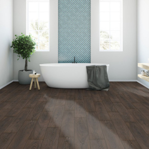 Parquet flottant Stratifié - Cuisine et salle de bain - Lames larges - Chêne Cocoa - salle de bain