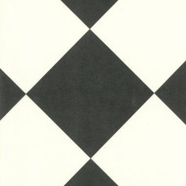 Tapis sur mesure Vinyle - Carrelage damier diagonal - Noir et blanc - gros plan
