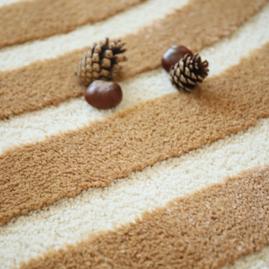 Tapis de salon Néo Circle courbe crème et noisette - zoom