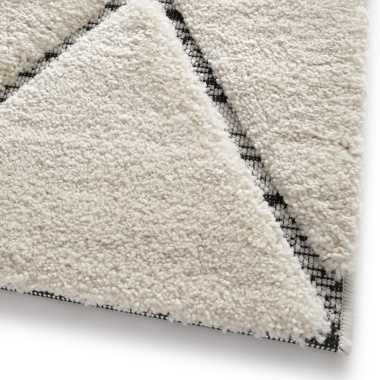 Tapis de salon graphique en relief - Louisa - Crème et noir - coin