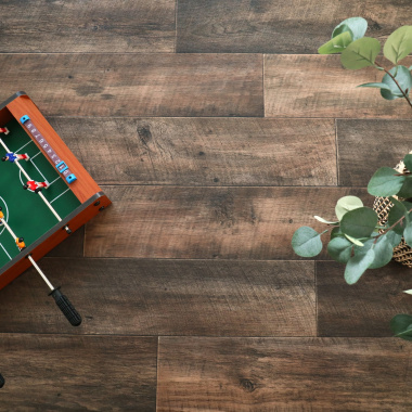 Sol PVC Best - Imitation parquet Chêne Brun Foncé - Vue de haut