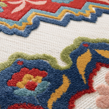 Tapis de salon ou d'extérieur ethnique - Rosace - Multicolore - gros plan