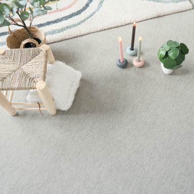 Tapis sur mesure tissé plat - Blanc craie - vue de loin