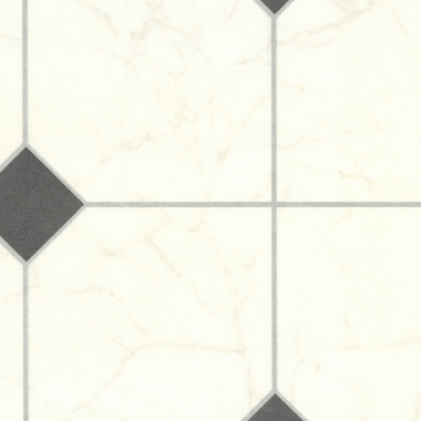 Sol lino Silence carrelage - noir et blanc - zoom