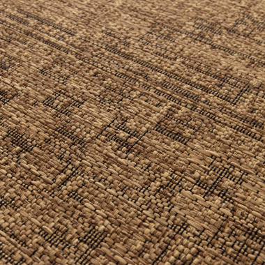 Tapis rond d'intérieur ou d'extérieur aspect naturel - Kira - Camel - gros plan