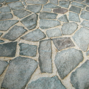 Moquette Stand imprimée Chemin pavé pour stands, texture effet pierre