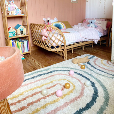 Tapis salon chambre enfant poils longs couleurs pastel - chambre enfant