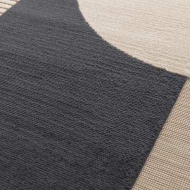 Tapis intérieur et extérieur en relief - Roma - Beige et noir - gros plan