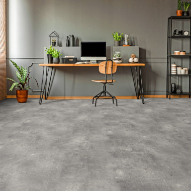 Sol Vinyle Textile Black Edition - Aspect béton griffé - Gris - Bureau