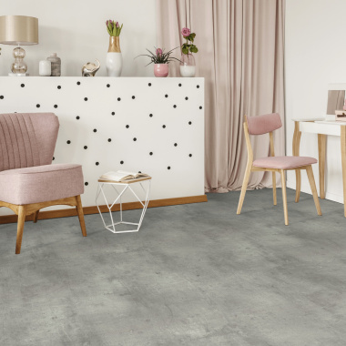 Sol Vinyle Textile Black Edition - Aspect béton griffé - Gris clair - Bureau