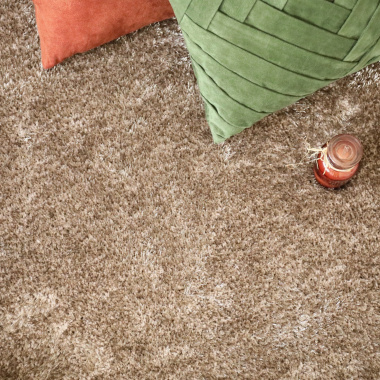 Moquette épaisse Éclat shaggy marron clair - vue du dessus
