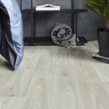 Sol Vinyle Textile Grande largeur - Aspect parquet - Chêne blanc - chambre