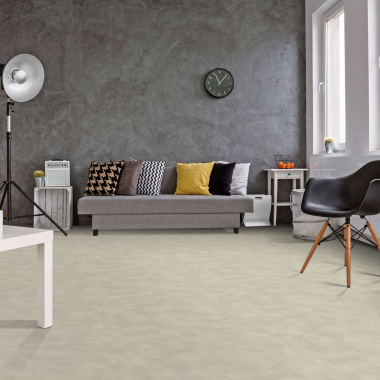 Sol Vinyle textile Rénove - Envers gris - Béton lissé gris centaure - salon