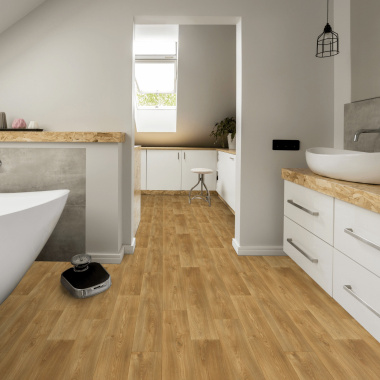Sol Vinyle Textile Black Edition - Aspect parquet chêne naturel - Salle de bain