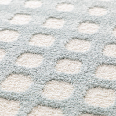 Effet graphique en relief sur le tapis Art Abstrait - Bleu ciel, vue rapprochée, idéal pour un salon