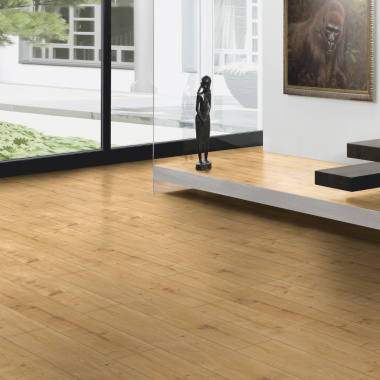 Parquet flottant Stratifié compatible cuisine salle de bain - Chêne beige sahara - éntrée couloir