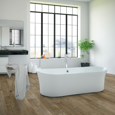 Sol Vinyle Textile Black Edition - Aspect parquet chêne brun - Salle de bain