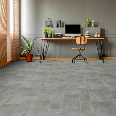 Sol Vinyle Textile Rénove - Imitation Carrelage industriel gris - Bureau