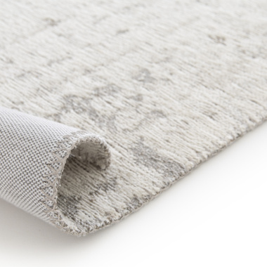 Tapis tissé en polyester recyclé et jute - Arun - Gris et crème - envers