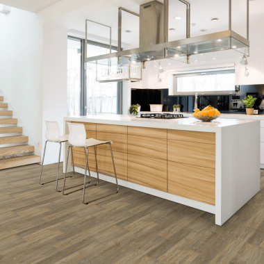 Sol Vinyle Textile Haute Performance - Imitation parquet vieilli cérusé gris - cuisine