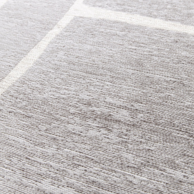 Tapis souple en tissu chenille recyclé Cubisme crème et grège - gros plan