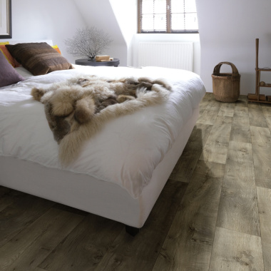 Sol Vinyle Textile Haute Performance - Aspect parquet chêne rustique gris - chambre