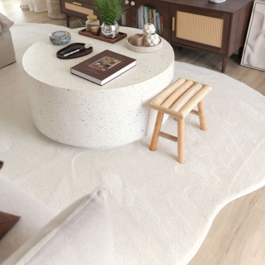 Grand tapis forme organique - Influence blanc crème - partenariat