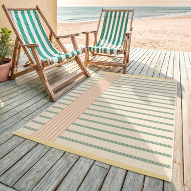Tapis d'intérieur ou d'extérieur vintage Basile pastel multicolore - terrasse