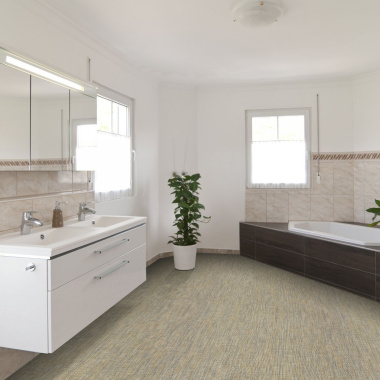 Moquette tissé plat Timor gris grège - salle de bain