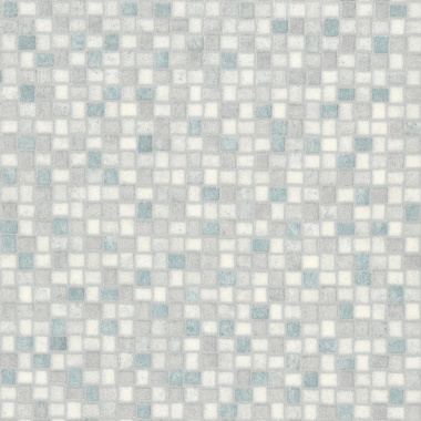 Sol vinyle Style carrelage petite mosaïque argentée bleu - sans perspective