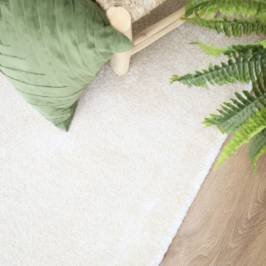 Tapis salon poils longs beige clair - vue de haut