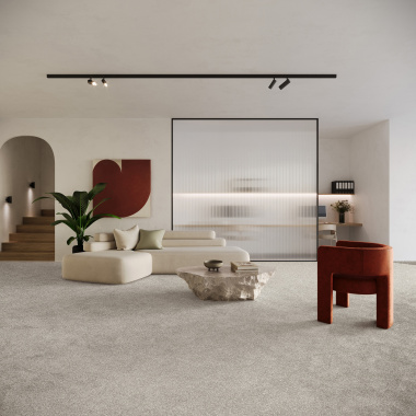 Moquette en polyester recyclé Re-cycle beige - salon