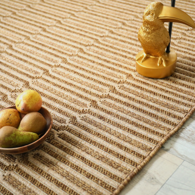 Tapis Capsule beige et cuivre, motif organique et texture raffinée
